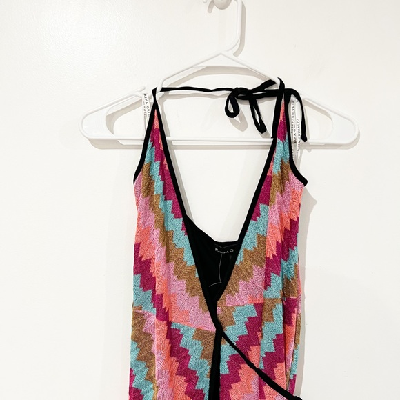 Karina Grimaldi Chevron Multicolor Wrap Maxi Length Halter Dress Size XS - Picture 7 of 7